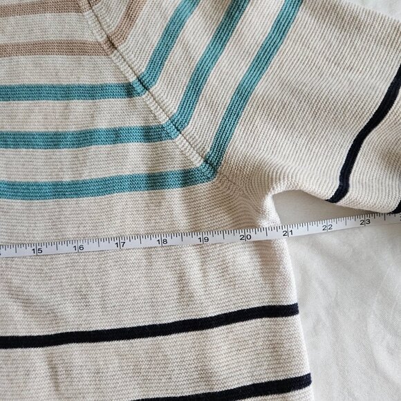 M&S Collection Sweater Womens XXL Beige Striped Reverse Knit LS Drawstings Boho - Picture 5 of 15